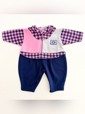 Vintage 90s Bundle of Joy Baby Hooded Colorblock Romper • Size 12M